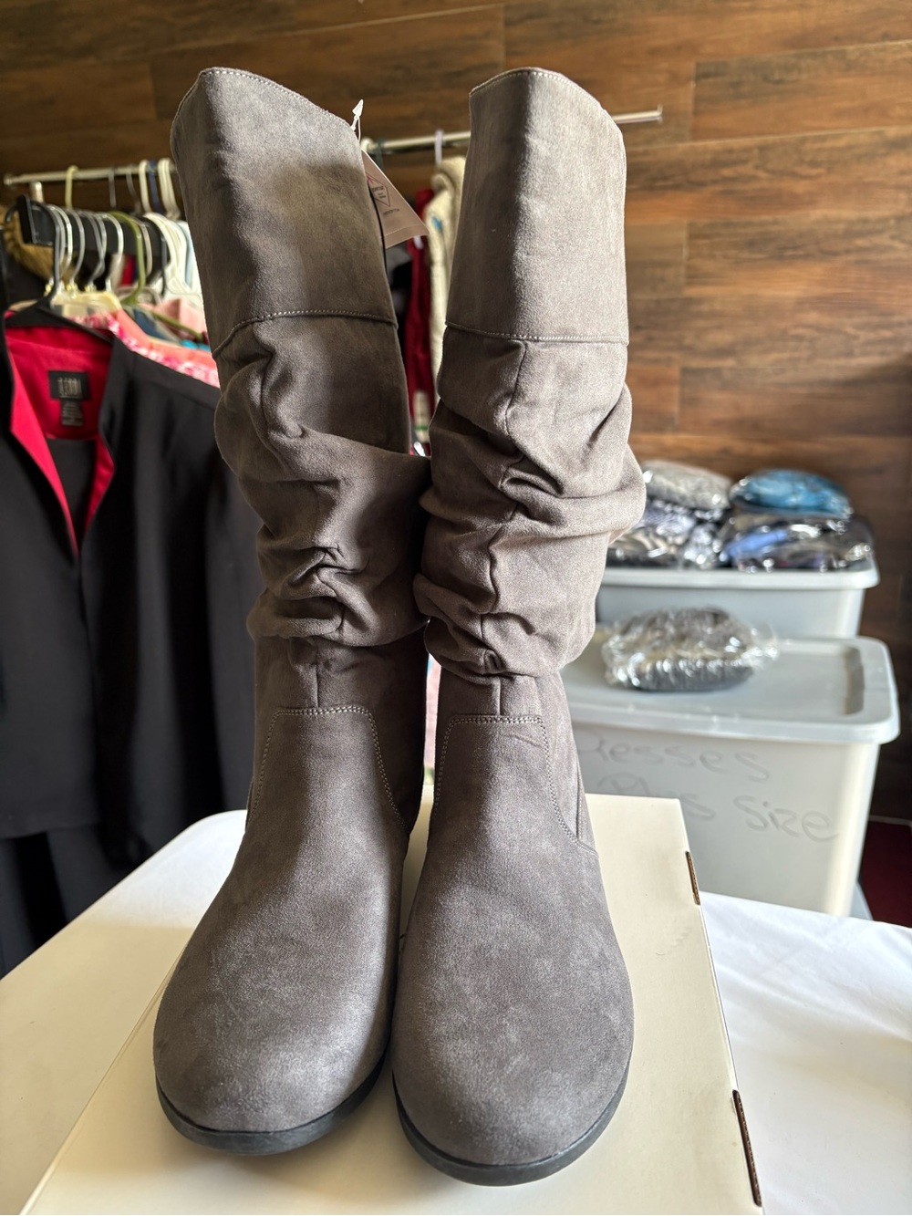St. John's Bay Gray Slouch Over-The-Knee Boots